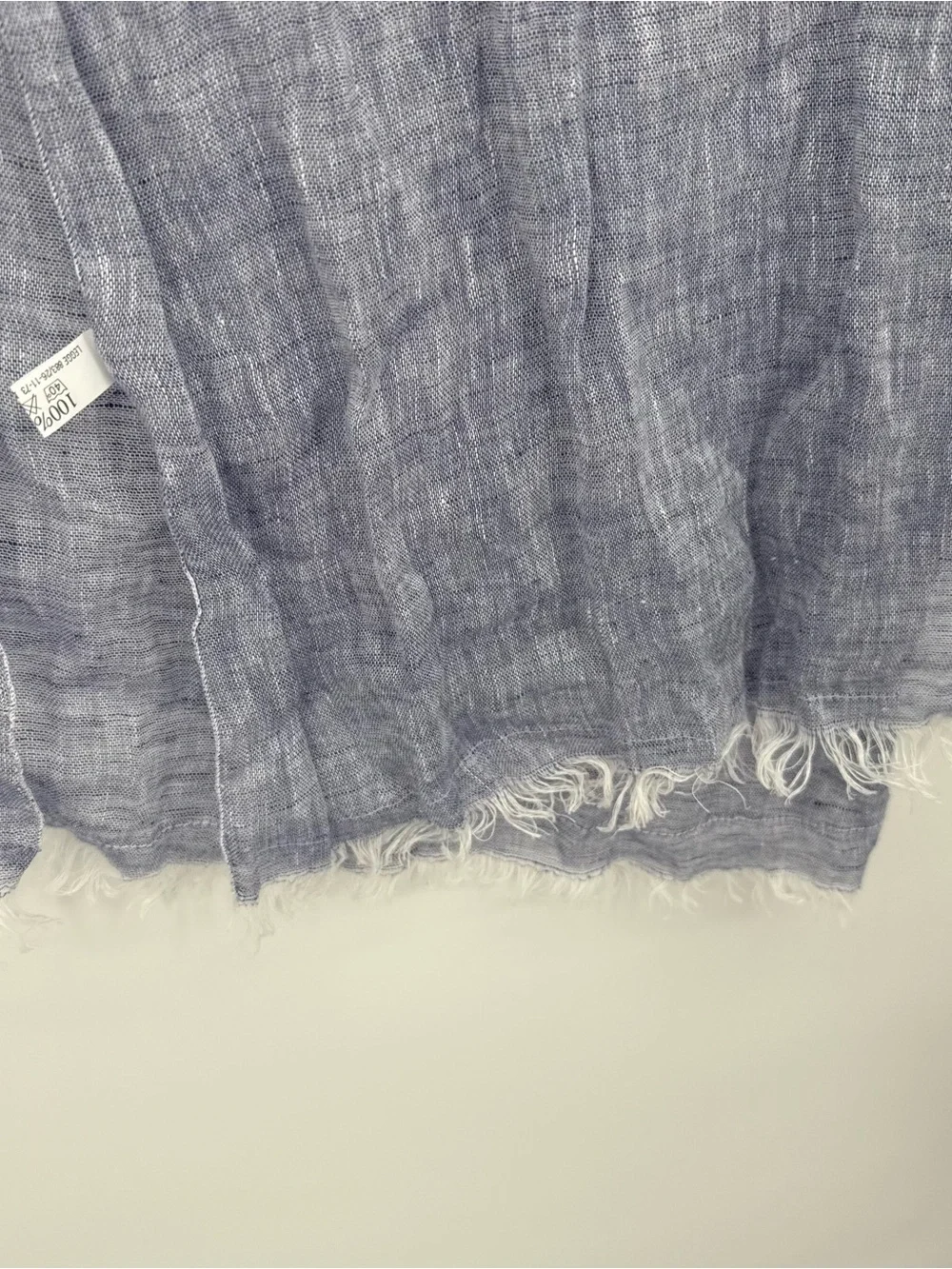 Unbranded Blue Linen Lightweight Frayed Scarf Wrap Accessory